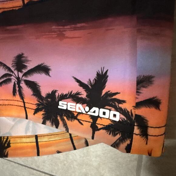 Sea-Doo Board Shorts Women Medium Swim Trunks Palm Trees Beach Sunset NWT - Picture 3 of 8